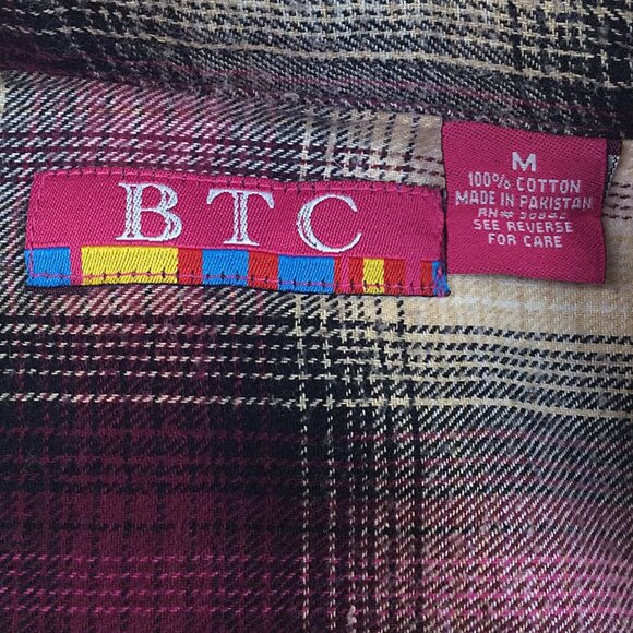 BTC Bay Trading Co Plaid Flannel Shirt Women Size Medium Long Sleeve Button Down - Picture 9 of 9
